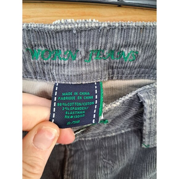 Y2K Gray Corduroy Worn Jeans Straight Leg Pants Women's Size 6 Low Rise - Picture 2 of 11